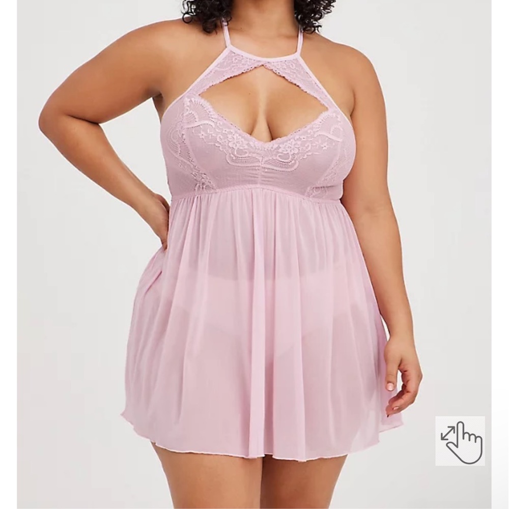 NEW- Torrid Mesh High Neck Keyhole Babydoll